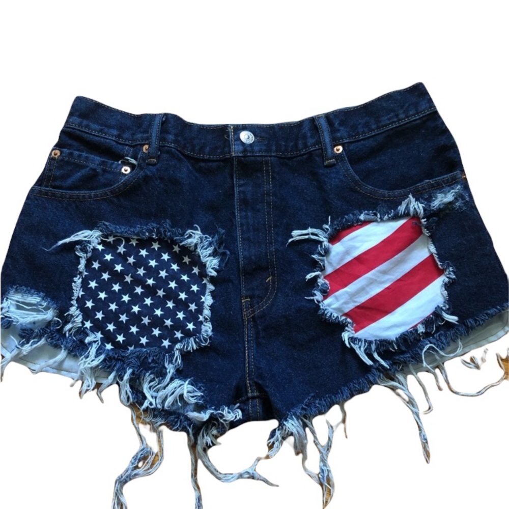 Levi’s 517 Cut Off Jean Shorts Custom Made Flag Patriotic